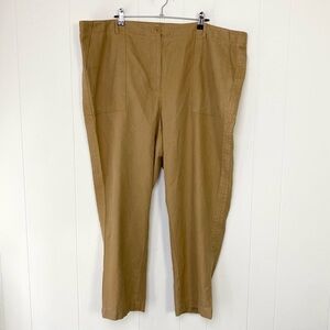 Talbots Slim Cargo Pants Tan Khaki Cotton Pockets Women’s Size 22W Minimalist